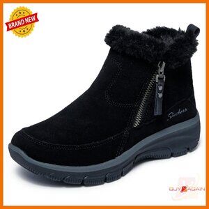 Women's Suede Ankle Boots with Memory Foam, Side Zip, Water-Resistant